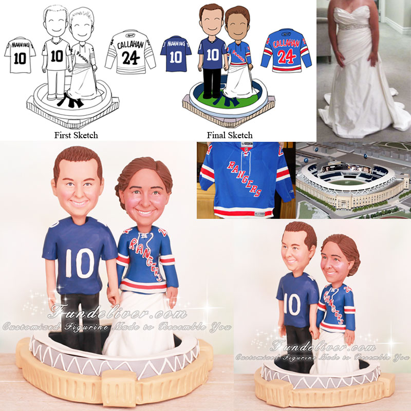Couple Standing in Yankee Stadium Cake Toppers